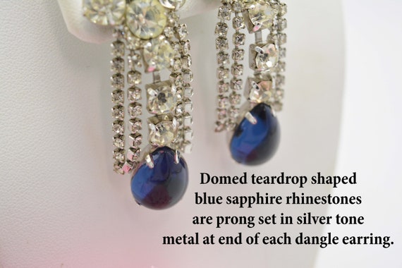 Chandelier Dangle Drop Earrings, Blue Sapphire Te… - image 4
