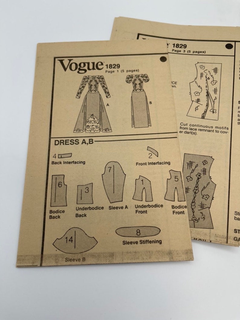 Pattern V1829 UNCUT Vogue 1829 Pattern, Bridal Wedding Dress, Bridesmaid, Formal ...