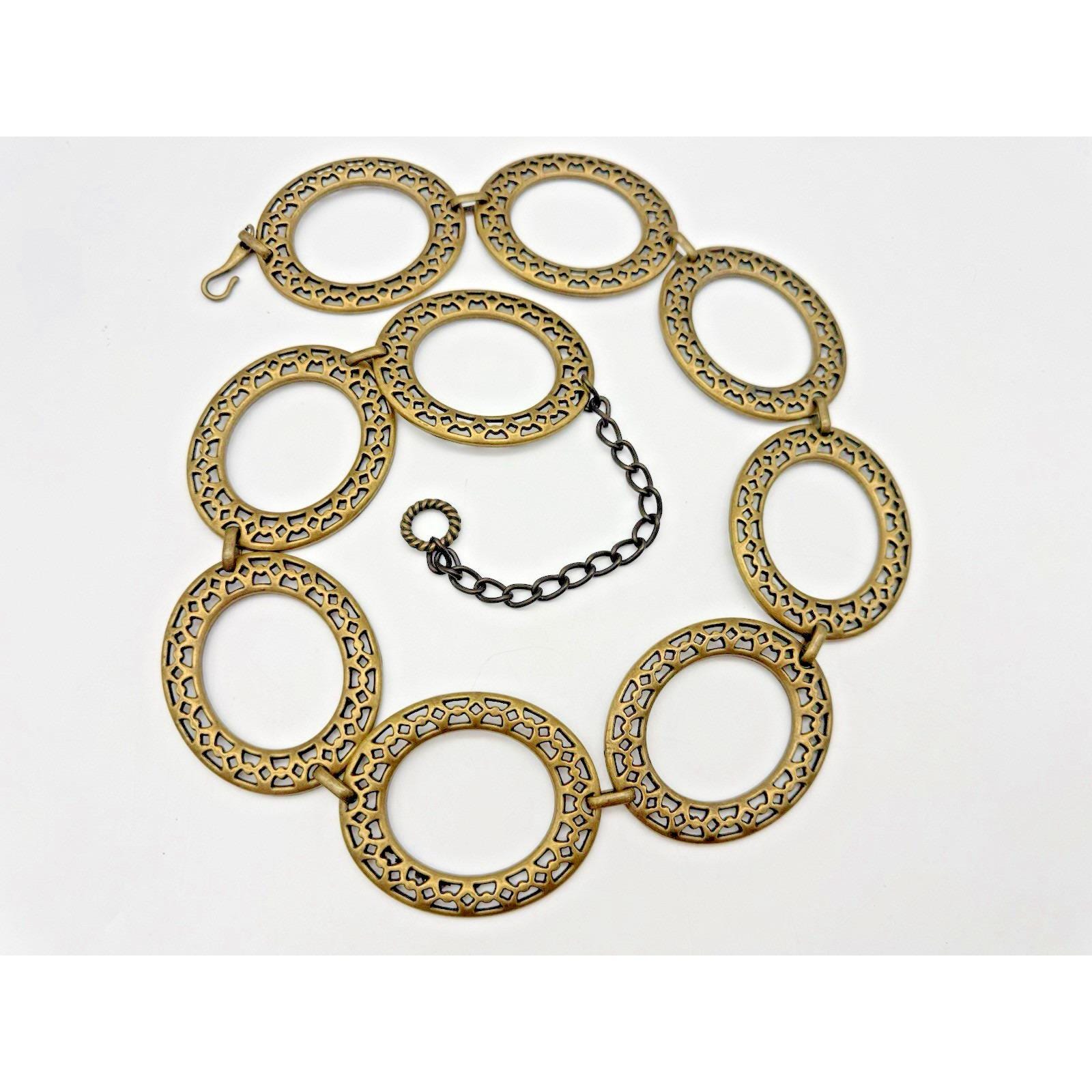VTG BOHO Colorful Brass Chain Dangle Belt Necklace Cha cha Glass Chunky Retro We did it in style! Three fabulous days @thevintageshow with  main image 3