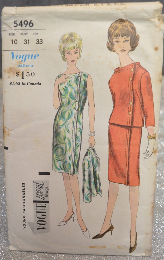 Vogue 5496 Pattern Special Design One Piece Dress Jacket Etsy Canada
