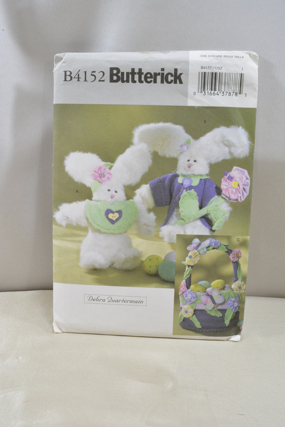 UNCUT Butterick 4152 Plush Bunny & Basket Sewing Pattern - Etsy