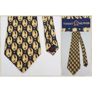 Men&#39;s Neck Tie, Golfers, Silk Golf Retro, TOMMY HILFIGER Italian Silk Made USA with Italian Silk, Vintage