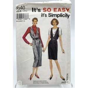 UNCUT Simplicity 8540 Pattern Sz S-XL Jumper Dress with Low V Neck and Top VTG 90&#39;s