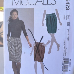 UNCUT McCalls 5473 Pattern, Misses Womans Skirt, Shaped Waist Band,Front Pockets, Gathered Front, Waist 28 to 34&quot;,Size 14 to 20, Plus Sizes