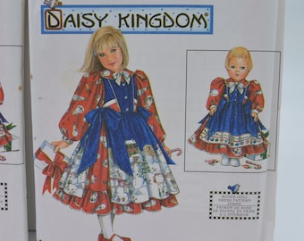 UNCUT Simplicity 7789 Pattern, DAISY KINGDOM Childs Event Dress, Pinafore Apron, Peter Pan Collar & Bow, /Doll 17" Outfit, Sz 3-6 y Sz 5-8
