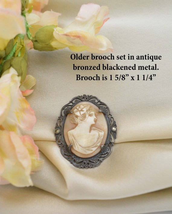 VICTORIAN Revivial Cameo Brooch, Blackened Silver… - image 10