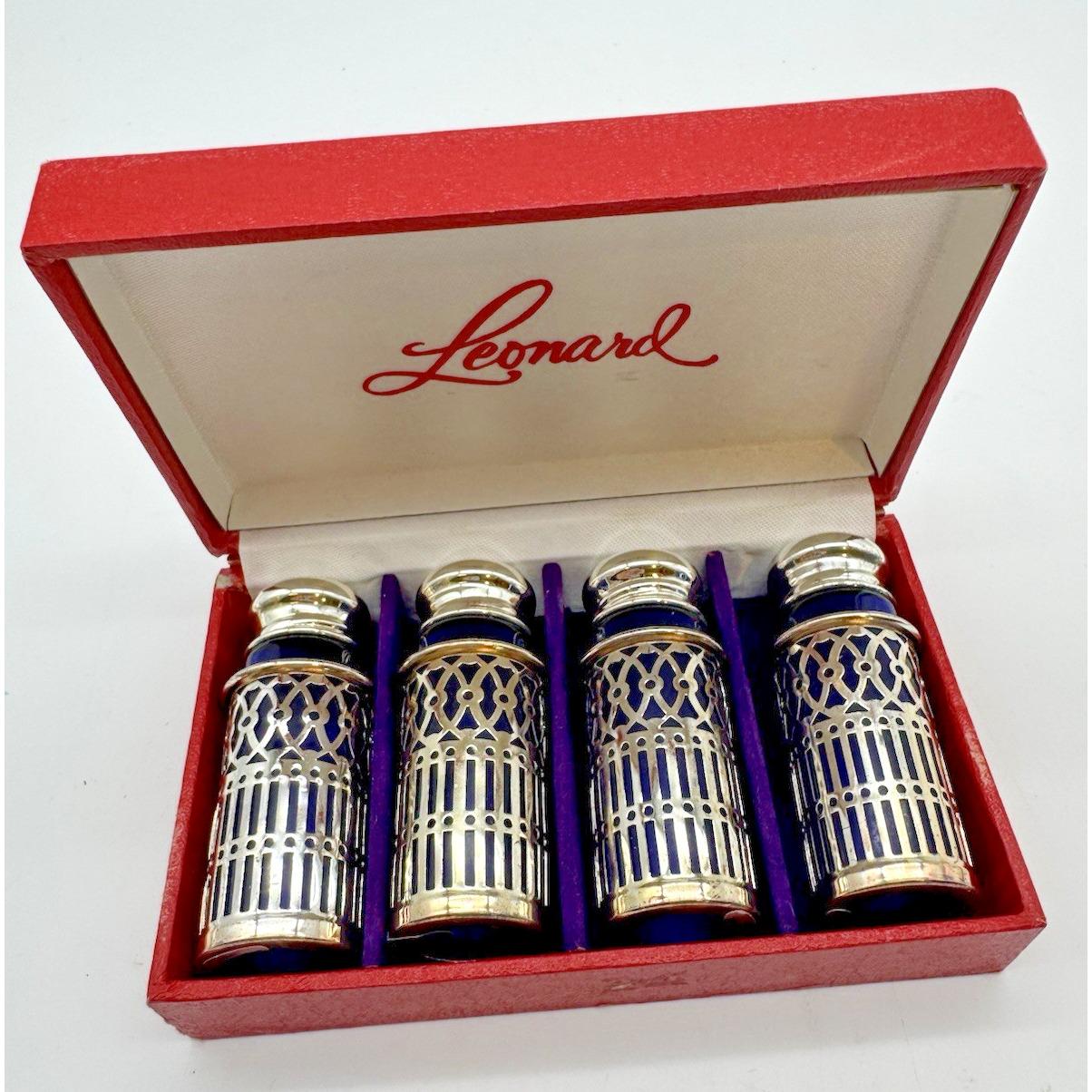 Leonard VTG Cobalt Blue Salt & Pepper Shakers, Filigree