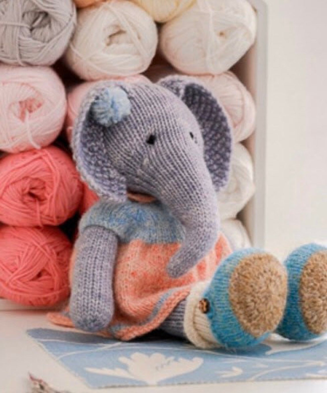 Ella the knitted elephant hand knitted traditional elephant Etsy
