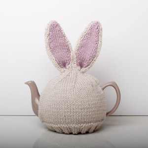 Hand knitted bunny rabbit tea cosy. Gift for animal lovers.