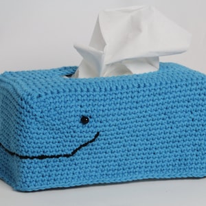 Whale crochet tissue box cover. Get Well Soon gift.