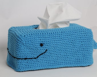 Whale crochet tissue box cover. Get Well Soon gift.