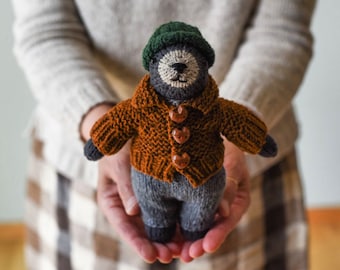 Hand knitted wool teddy bear - baby shower gift