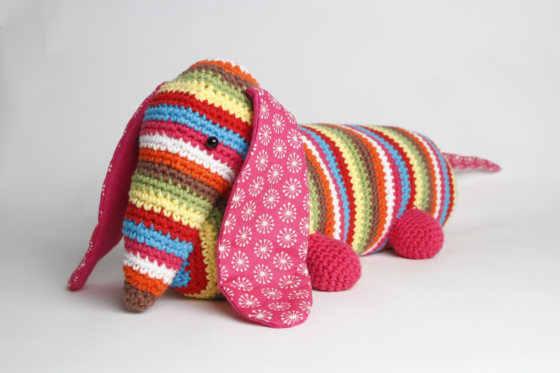 Stripy Dachshund Sausage Dog Crochet Doorstop or Draught Etsy UK