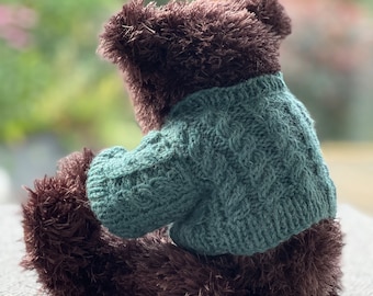 Teddy Bear with Knitted Sweater: Brown Bear Plush