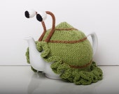 Garden lovers gift - snail tea cosy hand knitted with boggly eyes and frilly hem