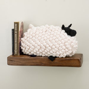 Sheep reversible pillow hand crochet in super chunky cream wool yarn.