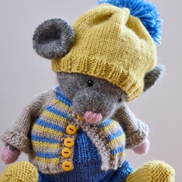 Hand Knitted Polushka Mouse - perfect new baby gift