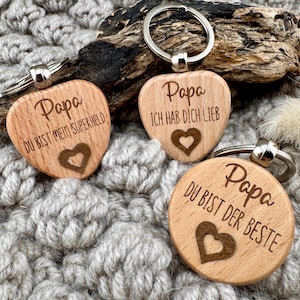 Father&#39;s Day, Dad, wooden keychain, small gift, father, souvenir, personalizable, Father&#39;s Day gifts, engraved, pendant