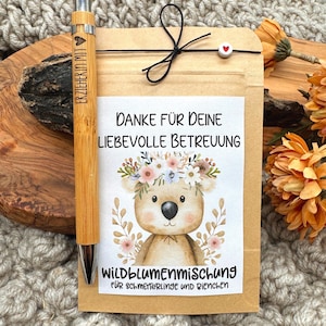 Abschied Erzieher,  Abschied Kita, Lehrer, Blumensamen, Kugelschreiber personalisiert, Mitbringsel, Geschenk, Wildblumensamen, Dankeschön