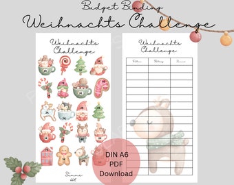 Weihnachts Sparchallenge PDF Download Umschlagmethode Budget Binding