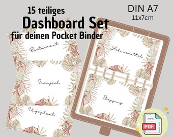 Dashboard Set DIN A7 Boho Pocket Budget Binder PDF Envelope Method