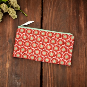 Federmäppchen, rot orange Stiftetasche, flache Kosmetiktasche