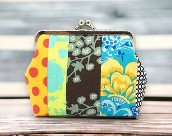 Clip purse, coin wallet, patchwork