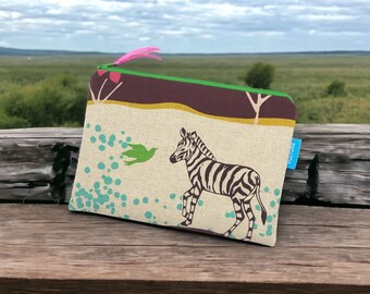 flache Kosmetiktasche mit Zebra