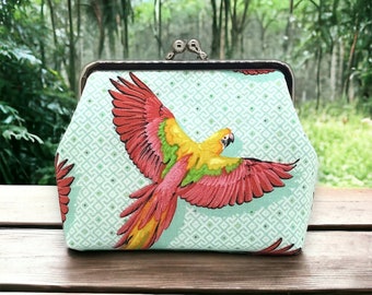 Clip wallet, coin wallet with parrot