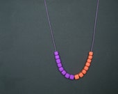 Beadwork necklace, Color pop jewelry, Casual necklace, Minimal necklace, Peach necklace, Metal free necklace