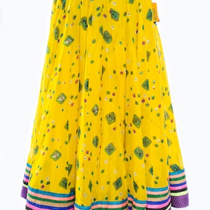 Vintage Yellow  Ghagra Skirt.  Draw String Maxi  Skirt, Cotton Gauze Handmade Skirt,  Boho Fashion, Rajasthan Skirt, Long Maxi Skirt