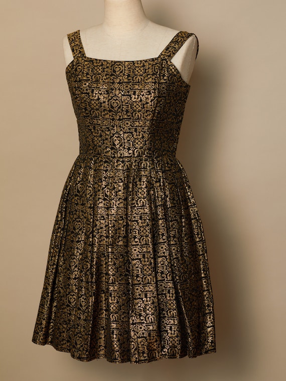 Vera Mont Gold Brocade Cocktail Dress