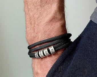 Paracord Name Bracelet, Mens Vegan Personalised Bracelet, Rope Survival Bracelet