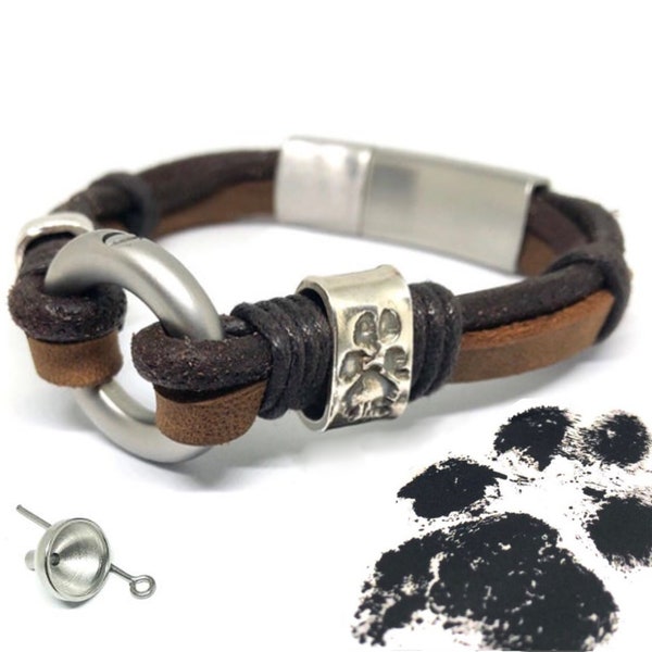 Paw Print Bracelet, Dog Ashes, Paw Print Beads, Pet Loss, Pet Memorial, Cremation Bracelet, Urns for Human Ashes, Cremation Jewelry Men