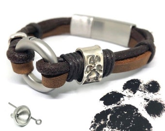 Paw Print Bracelet, Dog Ashes, Paw Print Beads, Pet Loss, Pet Memorial, Cremation Bracelet, Urns for Human Ashes, Cremation Jewelry Men
