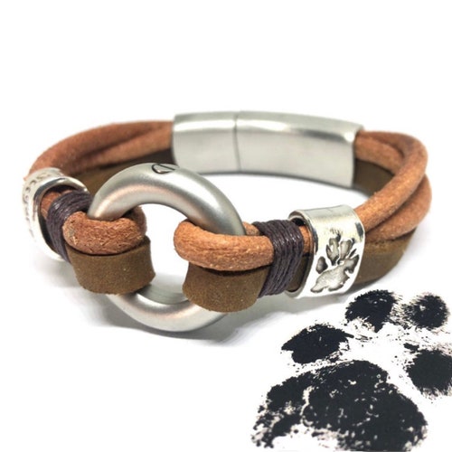 Cremation Jewelry for Men Paw Print Bracelet Pet Ashes Etsy
