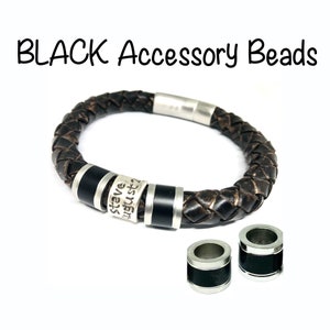 ADD-ON Black Accessory Kralen voor Crematie sieraden voor mannen en vrouwen, Mens Bracelet gepersonaliseerd, Mens lederen armband, Wrap Bracelet