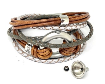 Joyería de luto, pulsera de cuero, urna de bebé, urnas para cenizas humanas, pulsera conmemorativa de cenizas, pulsera de urna para mujer para cenizas de bebé