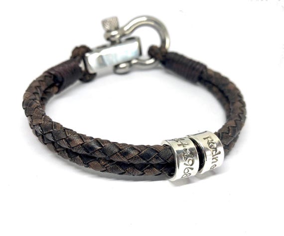 Bracciale Uomo In Pelle E Acciaio Con Fibbia Magnetica – Regalo Personalizzato Per Marito, Fidanzato, Papà