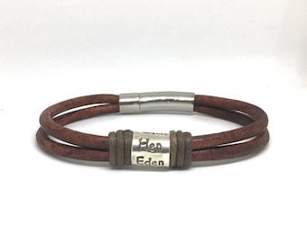 Unisex Gift, Leather Name Bracelet, Mothers Day Gift, Womens Leather Bracelet, Charm Bracelet, Mens Leather Bracelet, Boho Bracelet
