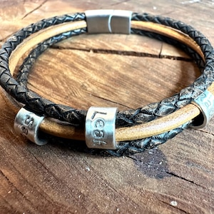 Mens Bracelet, Fathers Day Gift From Daughter, Morse Code Bracelet, Daughter Daddy Gift, GPS Coordinates, Man Engrave Bracelet