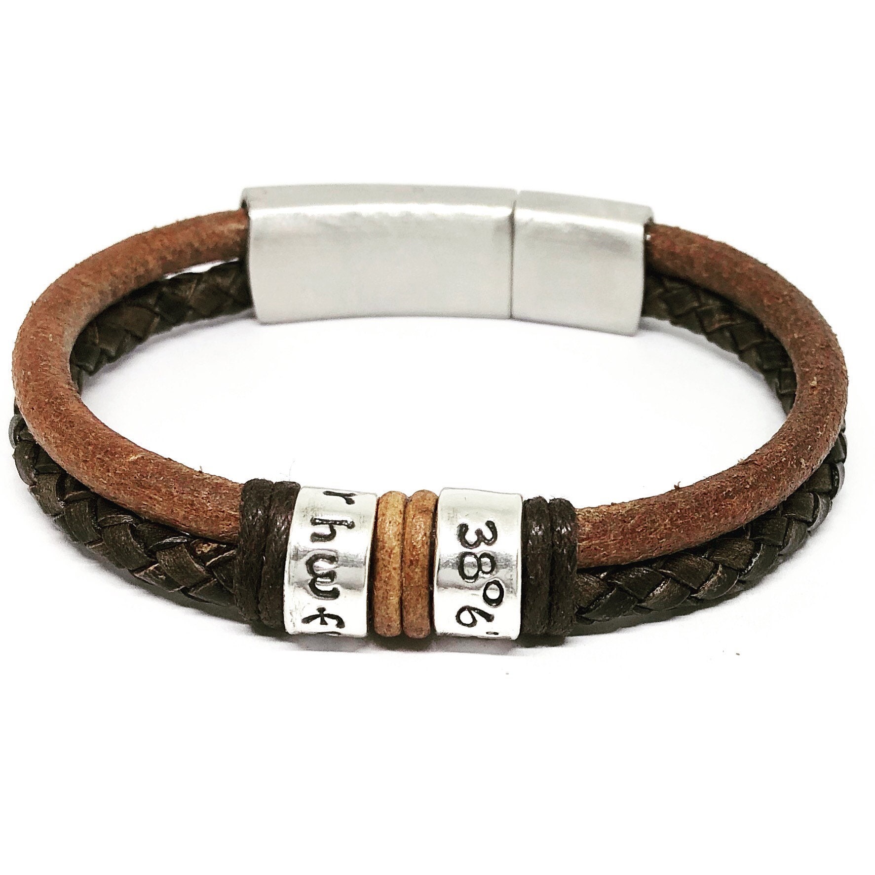 Fathers Day Gift Men's Personalised Bracelet Leather Etsy Australia