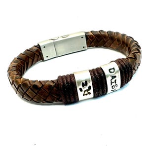 Bracciale per urna funeraria in pelle intrecciata di ispirazione vintage - Ricordo commemorativo per i propri cari