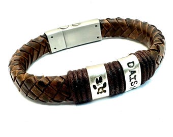 Vintage-Inspired Braided Leather Cremation Urn Bracelet - Memorial Keepsake for Loved Ones