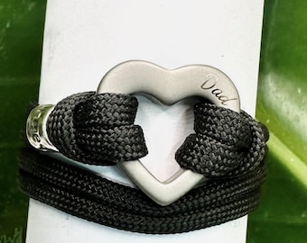 Pulsera de cremación con urna en forma de corazón, pulsera de paracord personalizada para cenizas, pulsera de urna de joyería de cremación para recuerdo de cenizas, pulsera conmemorativa para hombre
