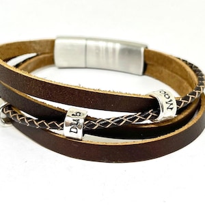Mens bracelet,  Wrap Bracelet, Leather Wrap Bracelet, Boho Bracelet Gift For Men, Fathers day Gift, Personalised leather Bracelet Papa