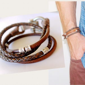 Personalized Leather Bracelet for Men - Engraved Father's Day Gift for Dad, Grandpa, or Papa