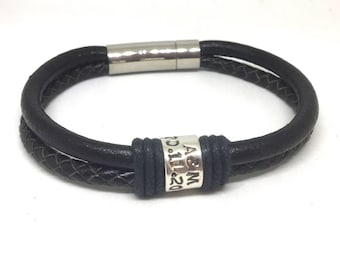 Leren herenarmband, herenarmband, Vaderdag, armband, leren armband, vaderdagcadeau, gepersonaliseerde herenarmband, cadeau voor vaders