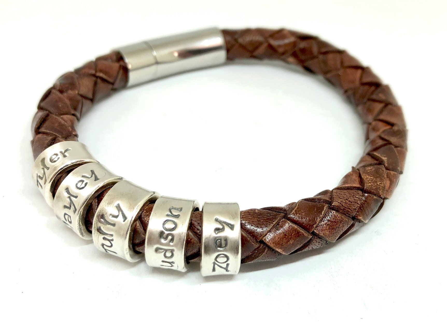 Mens Personalised Bracelet Leather Name Bracelet Mens Cuff Etsy Australia