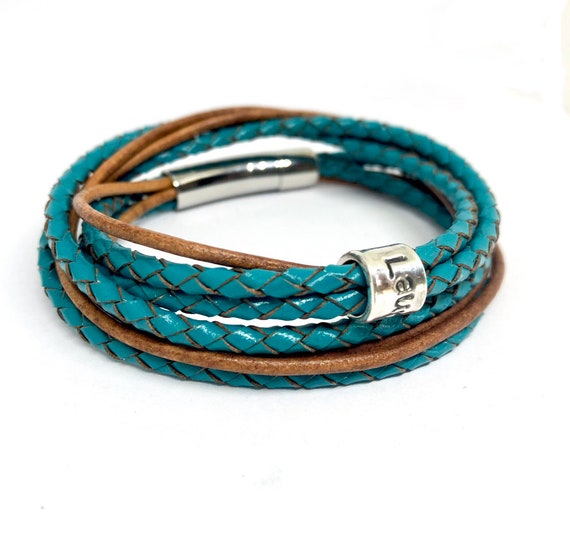 Ladies personalised hotsell leather bracelet
